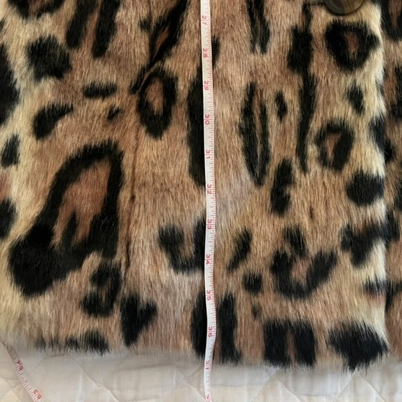 Revolve House of Harlow Faux Fur Leopard Jacket Pockets Medium Buttons Back Slit - Picture 6 of 8